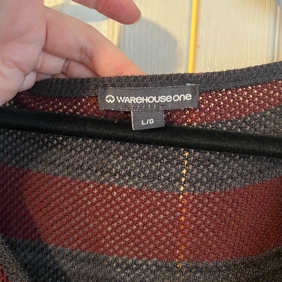 Warehouse One Cranberry and Grey sweater - Picture 2 of 2